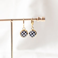 Black and White Checkerboard Earrings