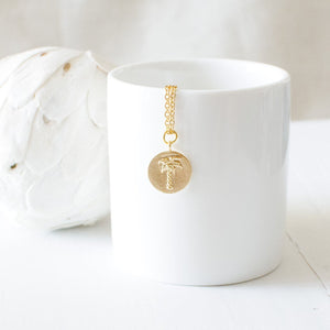 Gold Plated Palm Tree Coin Necklace