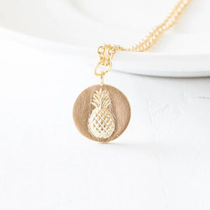 Gold Plated Pineapple Coin Necklace