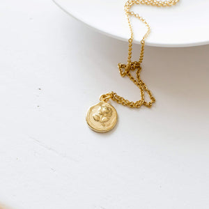 Gold Rose Coin Necklace
